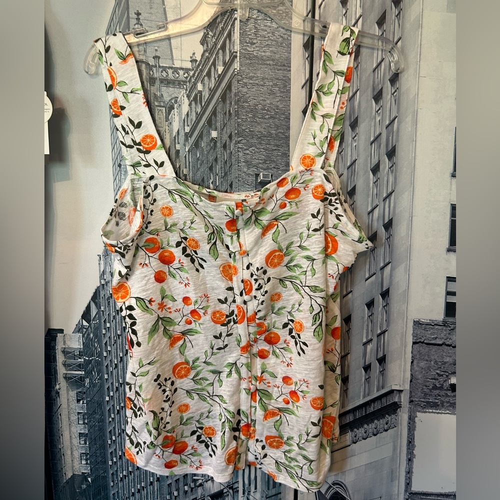 Joie - Floral Orange Print Tank Top - White